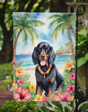 Load image into Gallery viewer, Gordon Setter Luau Garden Flag – Tropical Dog Decor with Hibiscus &amp; Palm Leaves