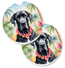 Load image into Gallery viewer, Great Dane Luau Car Coasters – Set of 2 - Absorbent Stone with Fun &amp; Functional Artwork