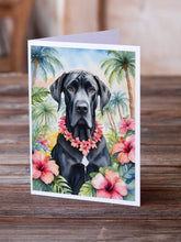 Load image into Gallery viewer, Great Dane Luau Greeting Cards - Blank Note Cards – 8-Pack of Artist-Designed Cards with Envelopes