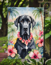 Load image into Gallery viewer, Great Dane Luau Garden Flag – Tropical Dog Decor with Hibiscus &amp; Palm Leaves