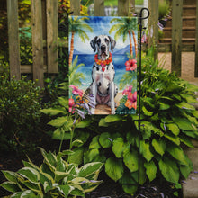 Load image into Gallery viewer, Great Dane Luau Garden Flag – Tropical Dog Decor with Hibiscus &amp; Palm Leaves