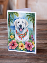 Load image into Gallery viewer, Great Pyrenees Luau Greeting Cards - Blank Note Cards – 8-Pack of Artist-Designed Cards with Envelopes