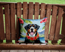 Load image into Gallery viewer, Greater Swiss Mountain Dog Luau Throw Pillow - 14x14 Decorative Pillow – Art for Your Home &amp; Patio