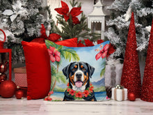 Load image into Gallery viewer, Greater Swiss Mountain Dog Luau Throw Pillow - 14x14 Decorative Pillow – Art for Your Home &amp; Patio