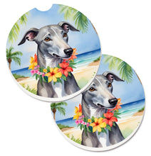 Load image into Gallery viewer, Greyhound Luau Car Coasters – Set of 2 - Absorbent Stone with Fun &amp; Functional Artwork