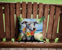 Load image into Gallery viewer, Greyhound Luau Throw Pillow - 14x14 Decorative Pillow – Art for Your Home &amp; Patio