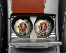 Load image into Gallery viewer, Irish Setter Luau Car Coasters – Set of 2 - Absorbent Stone with Fun &amp; Functional Artwork