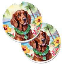 Load image into Gallery viewer, Irish Setter Luau Car Coasters – Set of 2 - Absorbent Stone with Fun &amp; Functional Artwork