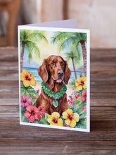 Load image into Gallery viewer, Irish Setter Luau Greeting Cards - Blank Note Cards – 8-Pack of Artist-Designed Cards with Envelopes