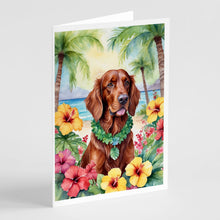 Load image into Gallery viewer, Irish Setter Luau Greeting Cards - Blank Note Cards – 8-Pack of Artist-Designed Cards with Envelopes