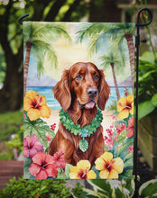 Load image into Gallery viewer, Irish Setter Luau Garden Flag – Tropical Dog Decor with Hibiscus &amp; Palm Leaves