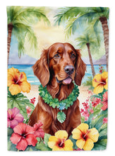 Load image into Gallery viewer, Irish Setter Luau Garden Flag – Tropical Dog Decor with Hibiscus &amp; Palm Leaves