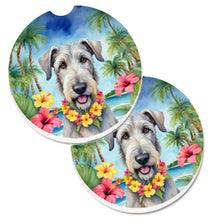 Load image into Gallery viewer, Irish Wolfhound Luau Car Coasters – Set of 2 - Absorbent Stone with Fun &amp; Functional Artwork
