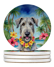 Load image into Gallery viewer, Irish Wolfhound Luau Large Sandstone Coasters Pack of 4