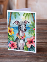 Load image into Gallery viewer, Italian Greyhound Luau Greeting Cards - Blank Note Cards – 8-Pack of Artist-Designed Cards with Envelopes