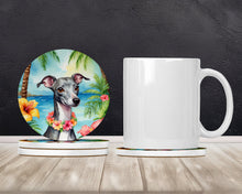 Load image into Gallery viewer, Italian Greyhound Luau Large Sandstone Coasters Pack of 4