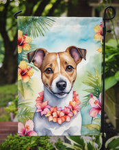 Load image into Gallery viewer, Jack Russell Terrier Luau Garden Flag – Tropical Dog Decor with Hibiscus &amp; Palm Leaves