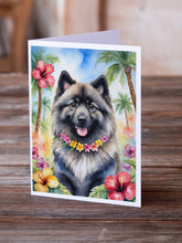 Load image into Gallery viewer, Keeshond Luau Greeting Cards - Blank Note Cards – 8-Pack of Artist-Designed Cards with Envelopes