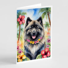 Load image into Gallery viewer, Keeshond Luau Greeting Cards - Blank Note Cards – 8-Pack of Artist-Designed Cards with Envelopes