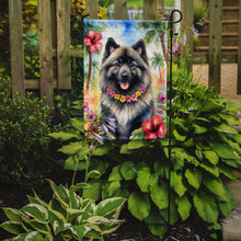 Load image into Gallery viewer, Keeshond Luau Garden Flag – Tropical Dog Decor with Hibiscus &amp; Palm Leaves