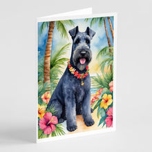 Load image into Gallery viewer, Kerry Blue Terrier Luau Greeting Cards - Blank Note Cards – 8-Pack of Artist-Designed Cards with Envelopes