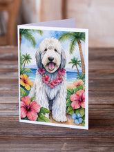 Load image into Gallery viewer, Komondor Luau Greeting Cards - Blank Note Cards – 8-Pack of Artist-Designed Cards with Envelopes