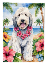 Load image into Gallery viewer, Komondor Luau Garden Flag – Tropical Dog Decor with Hibiscus &amp; Palm Leaves