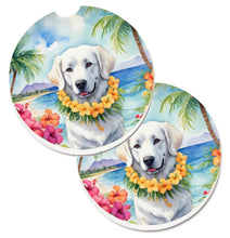 Load image into Gallery viewer, Kuvasz Luau Car Coasters – Set of 2 - Absorbent Stone with Fun &amp; Functional Artwork