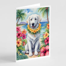 Load image into Gallery viewer, Kuvasz Luau Greeting Cards - Blank Note Cards – 8-Pack of Artist-Designed Cards with Envelopes