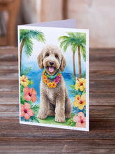 Load image into Gallery viewer, Labradoodle Luau Greeting Cards - Blank Note Cards – 8-Pack of Artist-Designed Cards with Envelopes