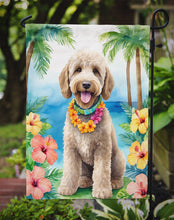 Load image into Gallery viewer, Labradoodle Luau Garden Flag – Tropical Dog Decor with Hibiscus &amp; Palm Leaves