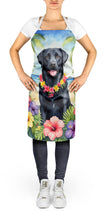 Load image into Gallery viewer, Black Labrador Retriever Luau Apron – Artist-Designed Kitchen, BBQ &amp; Craft Apron