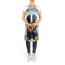 Load image into Gallery viewer, Black Labrador Retriever Luau Apron – Artist-Designed Kitchen, BBQ &amp; Craft Apron