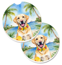 Load image into Gallery viewer, Yellow Labrador Retriever Luau Car Coasters – Set of 2 - Absorbent Stone with Fun &amp; Functional Artwork