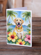 Load image into Gallery viewer, Yellow Labrador Retriever Luau Greeting Cards - Blank Note Cards – 8-Pack of Artist-Designed Cards with Envelopes
