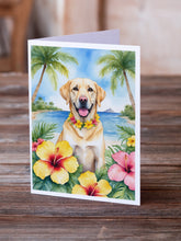 Load image into Gallery viewer, Yellow Labrador Retriever Luau Greeting Cards - Blank Note Cards – 8-Pack of Artist-Designed Cards with Envelopes