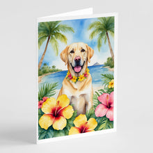 Load image into Gallery viewer, Yellow Labrador Retriever Luau Greeting Cards - Blank Note Cards – 8-Pack of Artist-Designed Cards with Envelopes