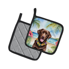Load image into Gallery viewer, Chocolate Labrador Retriever Luau Pot Holders - Set of 2 Decorative Kitchen Helpers | Made in the USA