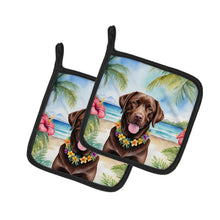 Load image into Gallery viewer, Chocolate Labrador Retriever Luau Pot Holders - Set of 2 Decorative Kitchen Helpers | Made in the USA
