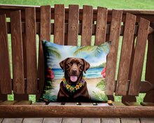 Load image into Gallery viewer, Chocolate Labrador Retriever Luau Throw Pillow - 14x14 Decorative Pillow – Art for Your Home &amp; Patio