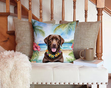 Load image into Gallery viewer, Chocolate Labrador Retriever Luau Throw Pillow - 14x14 Decorative Pillow – Art for Your Home &amp; Patio