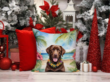 Load image into Gallery viewer, Chocolate Labrador Retriever Luau Throw Pillow - 14x14 Decorative Pillow – Art for Your Home &amp; Patio