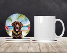 Load image into Gallery viewer, Chocolate Labrador Retriever Luau Large Sandstone Coasters Pack of 4