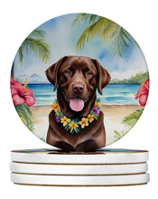 Load image into Gallery viewer, Chocolate Labrador Retriever Luau Large Sandstone Coasters Pack of 4