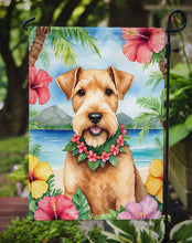 Load image into Gallery viewer, Lakeland Terrier Luau Garden Flag – Tropical Dog Decor with Hibiscus &amp; Palm Leaves