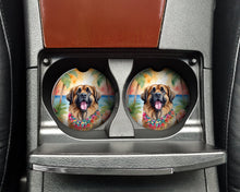 Load image into Gallery viewer, Leonberger Luau Car Coasters – Set of 2 - Absorbent Stone with Fun &amp; Functional Artwork