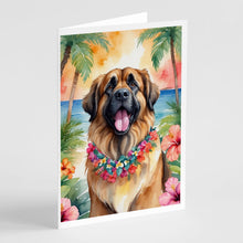 Load image into Gallery viewer, Leonberger Luau Greeting Cards - Blank Note Cards – 8-Pack of Artist-Designed Cards with Envelopes