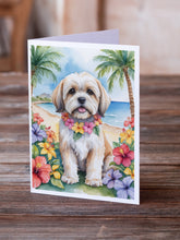 Load image into Gallery viewer, Lhasa Apso Luau Greeting Cards - Blank Note Cards – 8-Pack of Artist-Designed Cards with Envelopes
