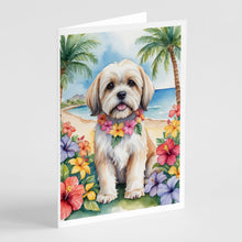 Load image into Gallery viewer, Lhasa Apso Luau Greeting Cards - Blank Note Cards – 8-Pack of Artist-Designed Cards with Envelopes