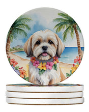 Load image into Gallery viewer, Lhasa Apso Luau Large Sandstone Coasters Pack of 4